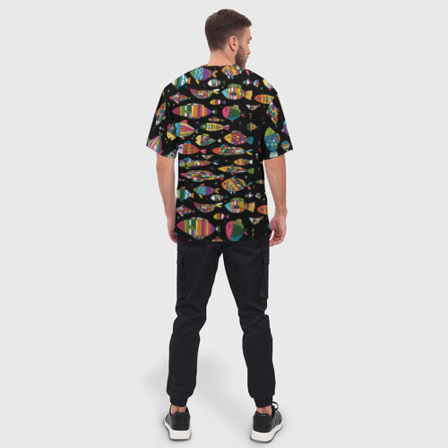 Мужская футболка oversize 3D Разноцветные рыбы, цвет 3D печать - фото 4