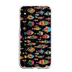Чехол для iPhone XS Max матовый Разноцветные рыбы