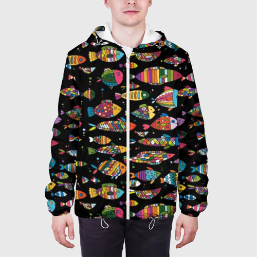Мужская куртка 3D Разноцветные рыбы, цвет 3D печать - фото 4