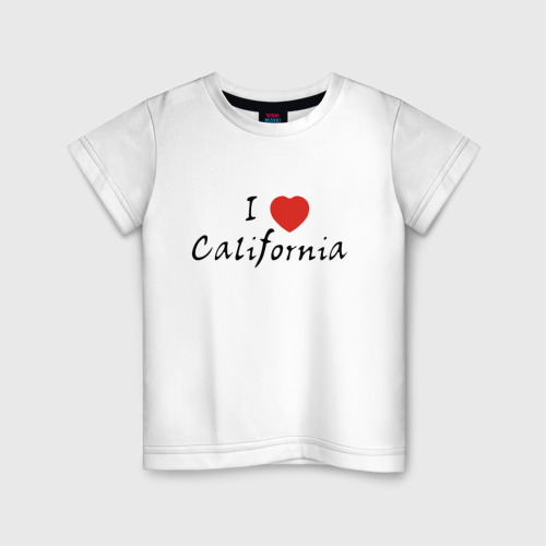 Детская футболка хлопок I Love California, цвет белый