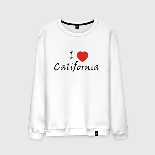 Мужской свитшот хлопок I Love California, цвет белый