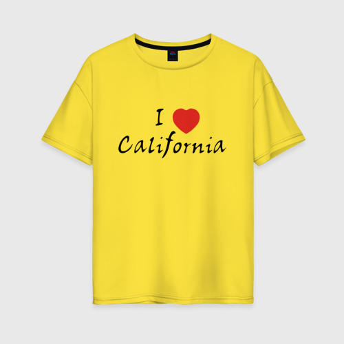 Женская футболка хлопок Oversize I Love California, цвет желтый