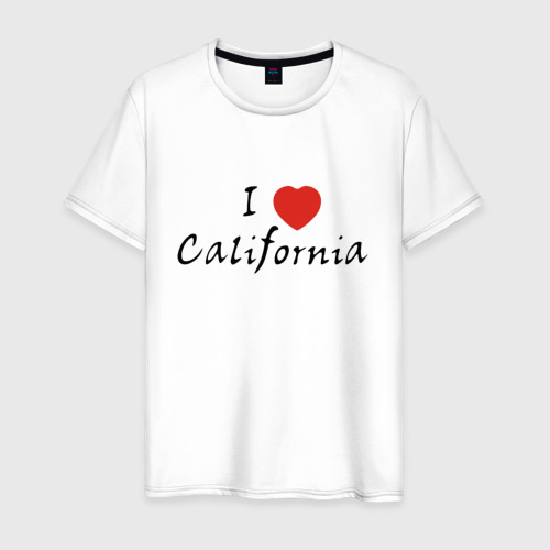 Мужская футболка хлопок I Love California, цвет белый