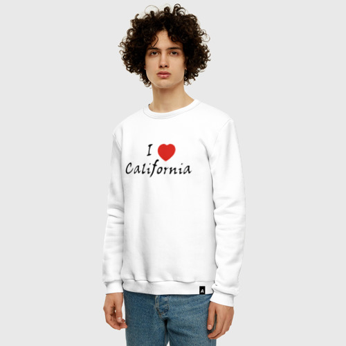 Мужской свитшот хлопок I Love California, цвет белый - фото 3