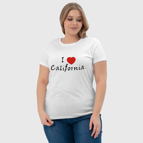 Женская футболка хлопок I Love California, цвет белый - фото 6