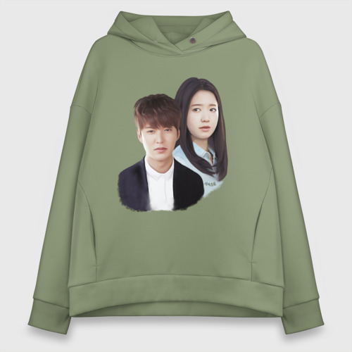 Женское худи Oversize хлопок Kim Tan and Cha Eun Sang, цвет авокадо