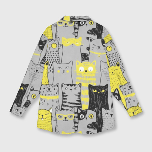 Мужская рубашка oversize 3D с принтом Смешные серые коты, вид сзади #1