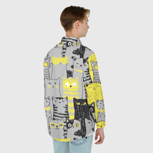 Мужская рубашка oversize 3D с принтом Смешные серые коты, вид сзади #2