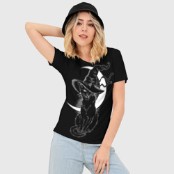 Женская футболка 3D Slim Кошка колдунья - фото 2