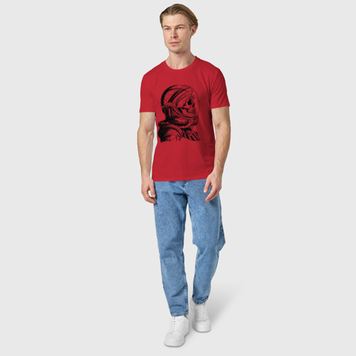 Мужская футболка хлопок Скелет астронавт, цвет красный - фото 5