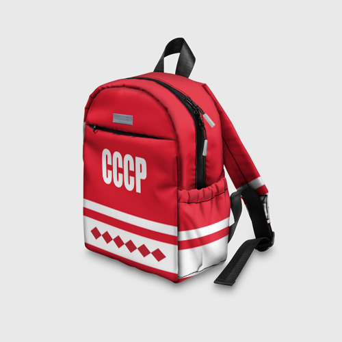 Детский рюкзак 3D с принтом Хоккейный Болельщик СССР, вид сбоку #3