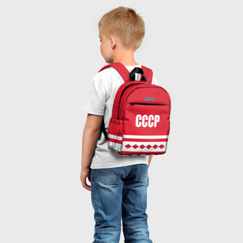 Детский рюкзак 3D с принтом Хоккейный Болельщик СССР, фото на моделе #1