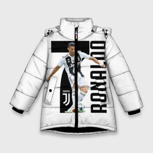 Зимняя куртка для девочек 3D Ronaldo the best, цвет черный
