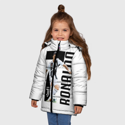 Зимняя куртка для девочек 3D Ronaldo the best, цвет черный - фото 3