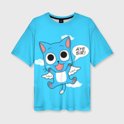 Женская футболка oversize 3D Happy cat