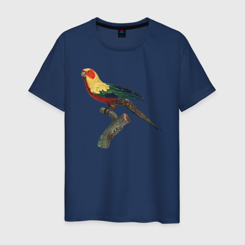 Мужская футболка хлопок Попугай аратинга, цвет темно-синий