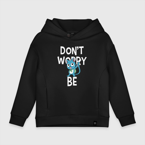 Детское худи Oversize хлопок Don't worry be, цвет черный