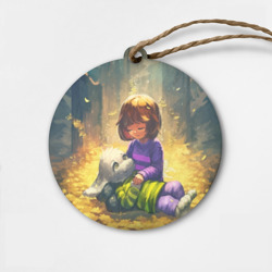 Деревянная игрушка круг Фриск и Азриэль - Undertale