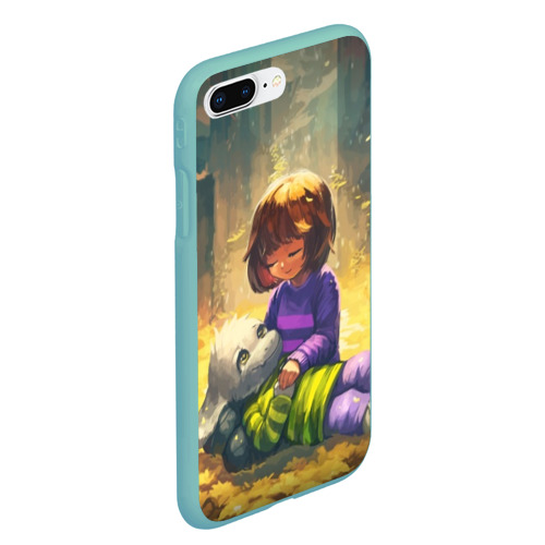 Чехол для iPhone 7Plus/8 Plus матовый Фриск и Азриэль - Undertale, цвет мятный - фото 3