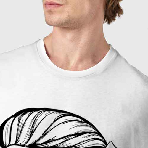 Мужская футболка хлопок Барбер, цвет белый - фото 6