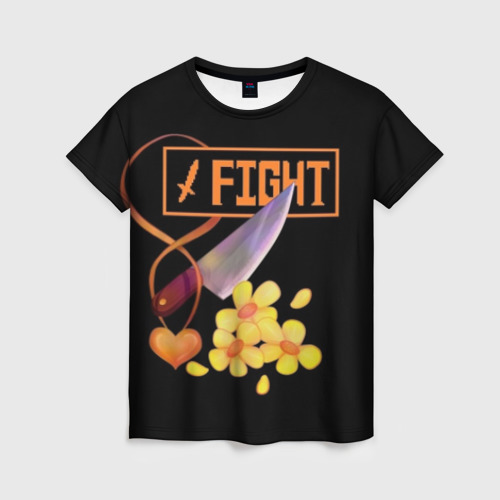 Женская футболка 3D с принтом FIGHT, вид спереди #2