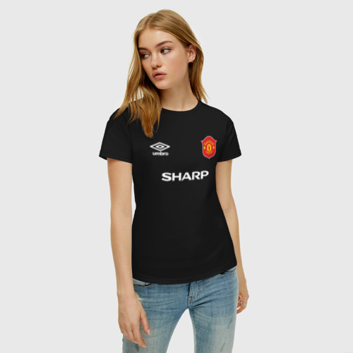 Женская футболка хлопок Эрик Кантона Ретро, цвет черный - фото 3