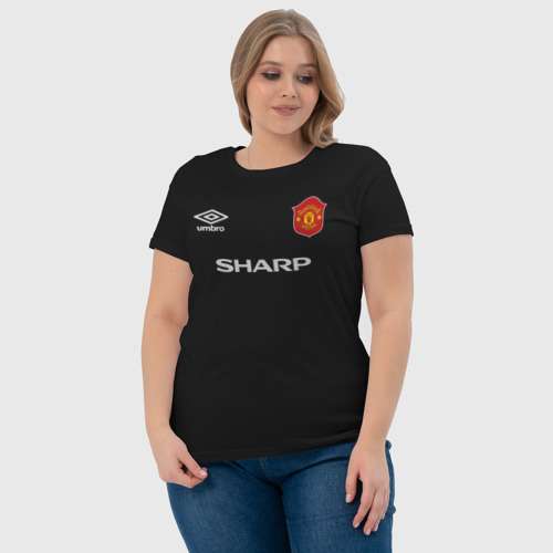 Женская футболка хлопок Эрик Кантона Ретро, цвет черный - фото 6