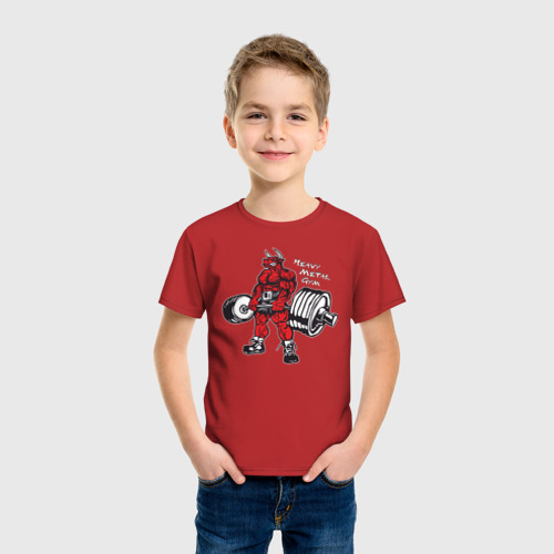 Детская футболка хлопок Бодибилдинг Бык Становая hmgym, цвет красный - фото 3