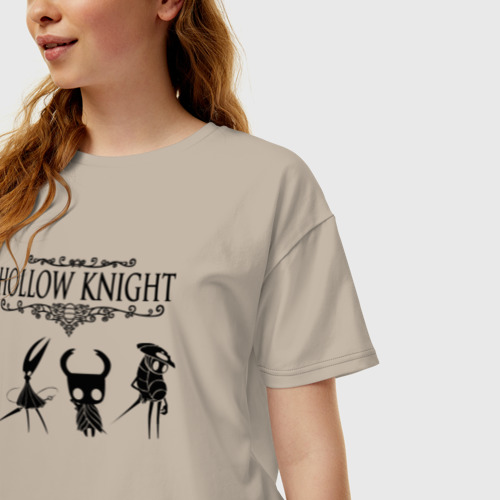 Женская футболка хлопок Oversize Hollow knight, цвет миндальный - фото 3