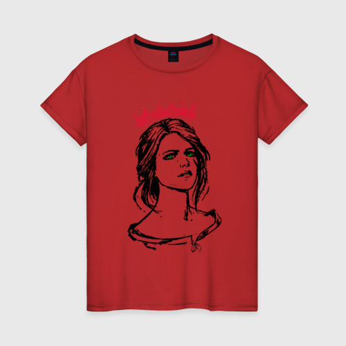 Женская футболка хлопок с принтом Цири, вид спереди #2