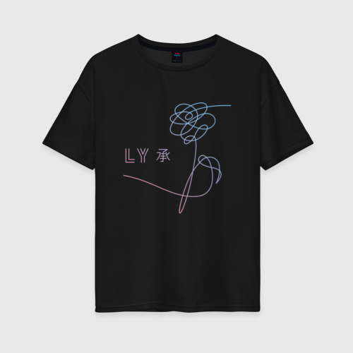 Женская футболка хлопок Oversize с принтом BTS Love Yourself, вид спереди #2