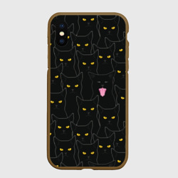 Чехол для iPhone XS Max матовый Чёрные коты с жёлтыми глазами