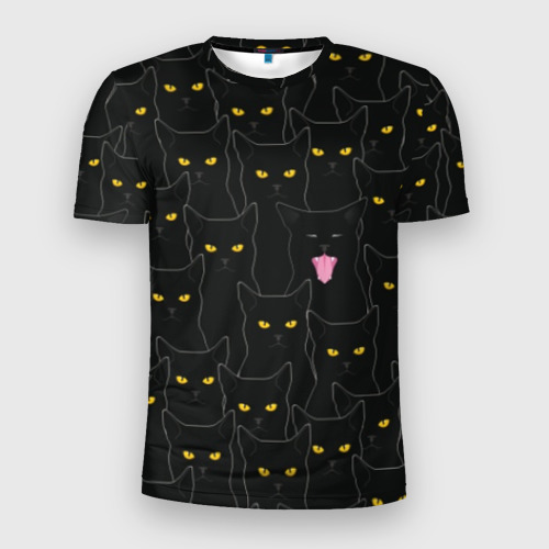 Мужская футболка 3D Slim Чёрные коты, цвет 3D печать