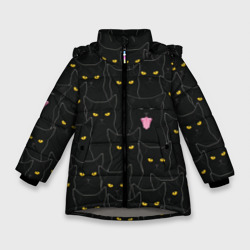 Зимняя куртка для девочек 3D Чёрные коты