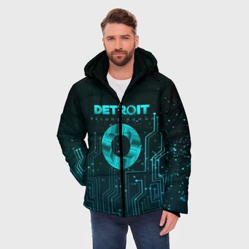 Мужская зимняя куртка 3D с принтом Detroit: Вecome Human, фото на моделе #1