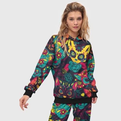 Женский костюм с толстовкой 3D Мексиканский день мёртвых у кошек - фото 2