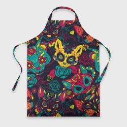 Фартук 3D Мексиканский день мёртвых у кошек