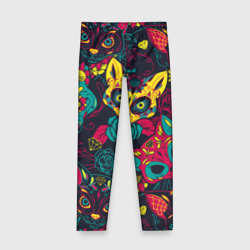 Детские леггинсы 3D Мексиканский день мёртвых у кошек