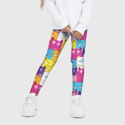 Детские леггинсы 3D Разноцветные котики - паттерн - фото 2