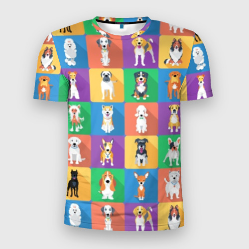Мужская футболка 3D Slim Забавные собаки, цвет 3D печать