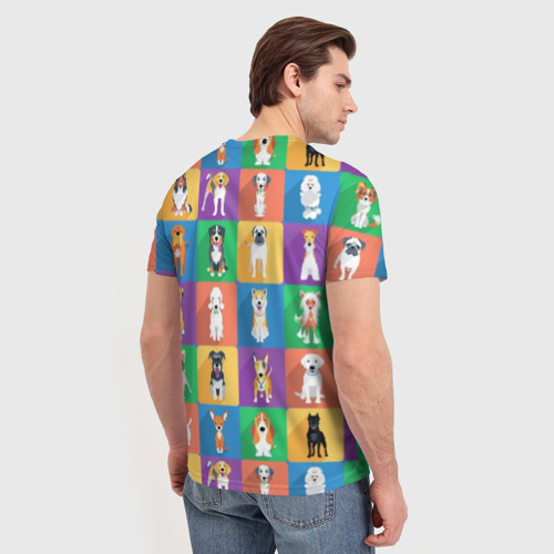 Мужская футболка 3D с принтом Забавные собаки разных пород, вид сзади #2
