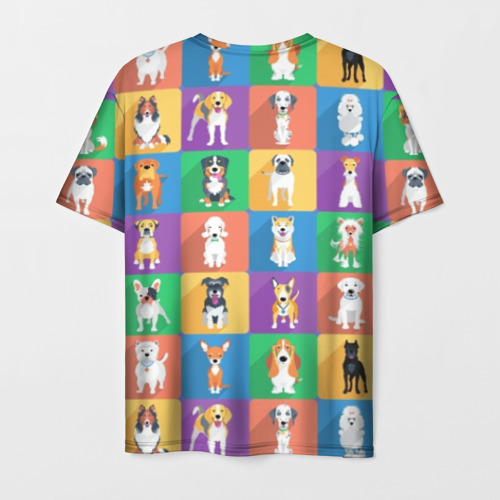 Мужская футболка 3D с принтом Забавные собаки разных пород, вид сзади #1