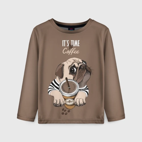 Детский лонгслив 3D It is time for coffee