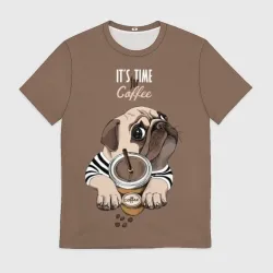 Мужская футболка 3D It is time for coffee