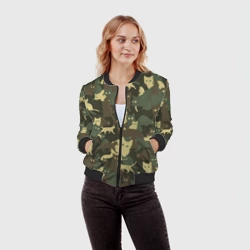 Женский бомбер 3D Кошачий камуфляж - фото 2
