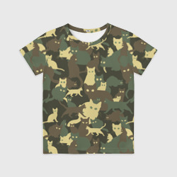 Детская футболка 3D Кошачий камуфляж