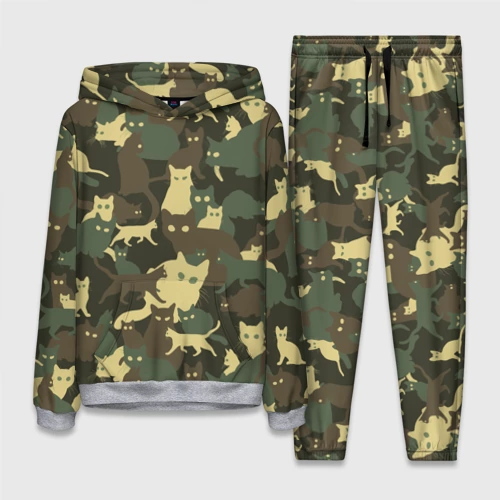 Женский костюм с толстовкой 3D Кошачий камуфляж