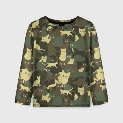 Детский лонгслив 3D Кошачий камуфляж