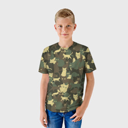 Детская футболка 3D Кошачий камуфляж - фото 2