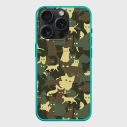 Чехол силиконовый для Apple iPhone 15 Pro матовый Кошачий камуфляж